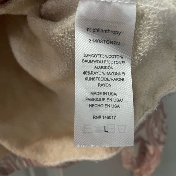 Sale‼️ NWT n: PHILANTHROPY Size Large Pink Marbled Vinn Swirled Sweatshirt - Picture 9 of 9